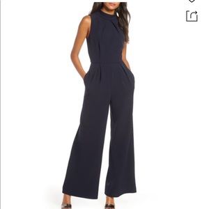JULIA JORDAN Mock Neck Wide Leg Jumpsuit